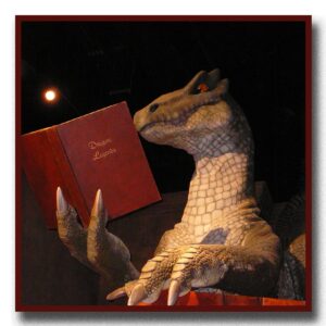 dragon reading a book