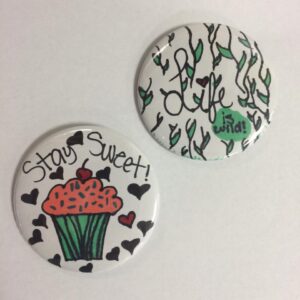 Hand drawn Sharpie art turned into buttons