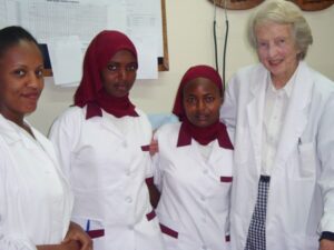 Dr Catherine Hamlin with trainee midwives at the Hamlin Fistula Hospital, Ethiopia 2009. Photo: Lucy Horodny, AusAID