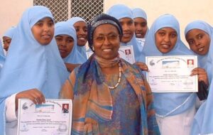 Edna Adan Ismail with nursing graduates of the Edna Adan Maternity and Children's Hospital in Hargeisa, Somaliland