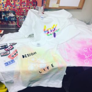 These t-shirts were creating by a group of teens learning a variety of ways they could combine technology to create their own clothing and engage in self-expression.