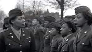 Major Charity Adams inspects Women’s Army Corps ranks, February 1945. (National Archives)
